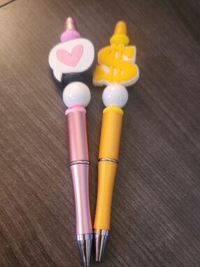 Cute Heart & Dollar Sign Beaded Pens